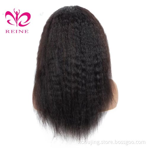 REINE Wholesale Vendors Brazilian Virgin Kinky Straight  Natural Hairline Glueless Remylace front human hair wig for black woman